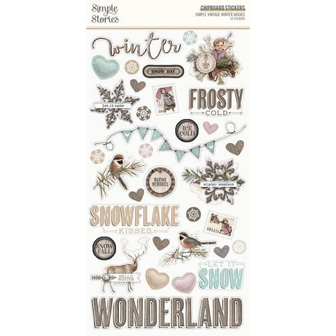 Simple Vintage Winter Woods - Simple Stories - Chipboard Stickers 6"X12"