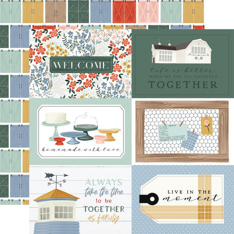 Farmhouse Summer - Carta Bella - Double-Sided Cardstock 12"X12" -  6"X4" Journaling Cards