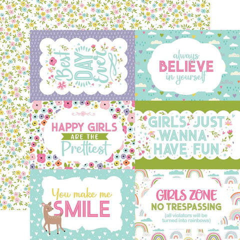 All About A Girl - Echo Park - Double-Sided Cardstock 12"X12" - 6"X4" Journaling Cards