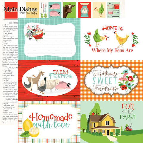 Farm To Table - Carta Bella - Double-Sided Cardstock 12"X12" - 6"X4" Journaling Cards