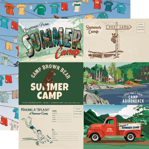 Summer Camp - Carta Bella - Double-Sided Cardstock 12"X12" - 6"X4" Journaling Cards