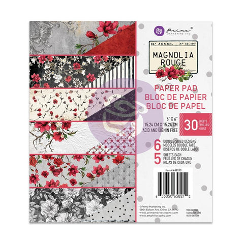Magnolia Rouge - Prima Marketing - Double-Sided Paper Pad 6"X6" 30/Pkg