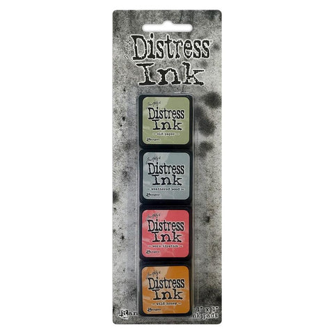 Tim Holtz - Distress Mini Ink Kits - #7 (Old Paper, Weathered Wood, Worn Lipstick, Wild Honey)