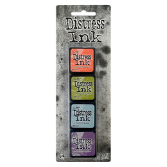 Tim Holtz - Distress Mini Ink Kits - #8 (Ripe Persimmon, Crushed Olive, Tumbled Glass, Dusty Concord)