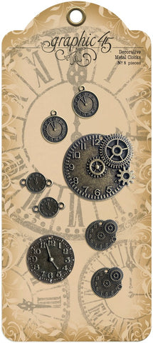 Decorative Metal Clocks - Graphic 45 - 8/pkg ()