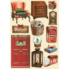 Romantic Home for the Holidays - Stamperia - A5 Colored Wooden Shapes (4736)