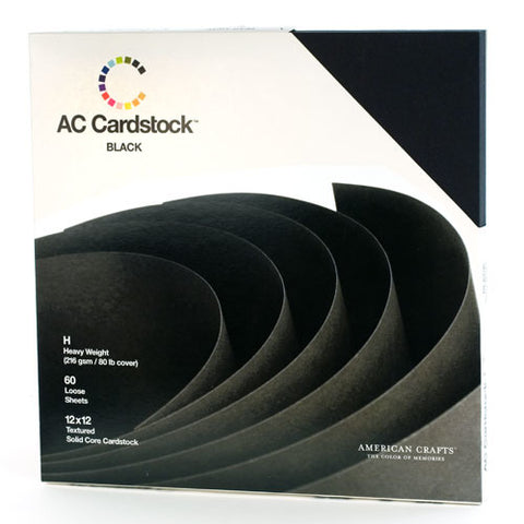 American Crafts - Textured Cardstock Pack 12"X12" 60/Pkg - Black (2606)