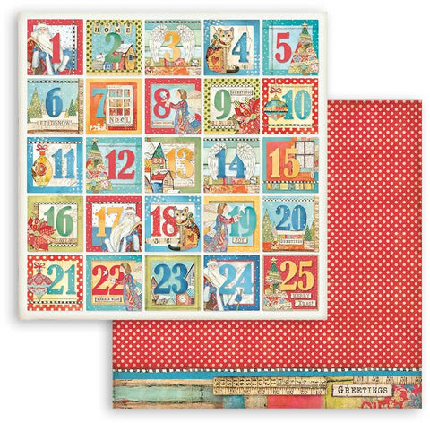 Christmas Patchwork - Stamperia - 12"x12" Patterned Paper - Advent Calendar (808)