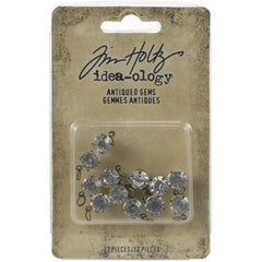 Tim Holtz - Idea-Ology - Metal Adornments 12/Pkg -  Antiqued Gems (0336)