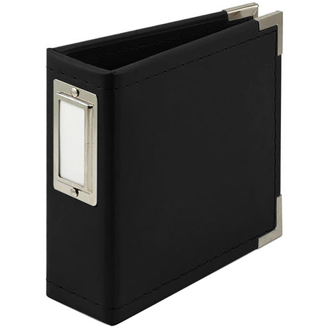 We R Memory Keepers - Classic Leather D-Ring Album 4"X4" - Black