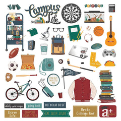 Campus Life - PhotoPlay - Cardstock Stickers 12"X12" - Elements (Boy)