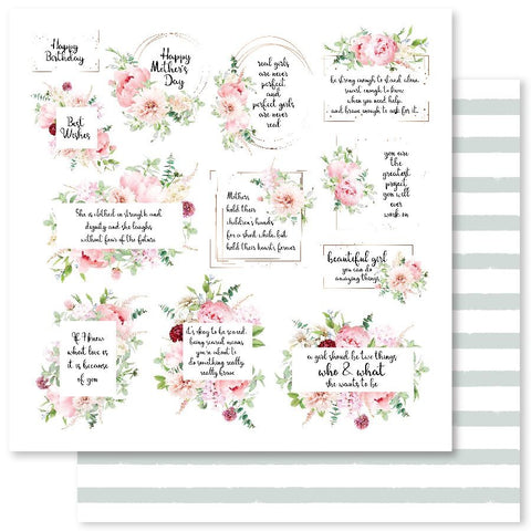 Floral Dance - Paper Rose - Double-sided Patterened Paper 12"x12" - Paper C