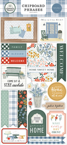 Farmhouse Summer - Carta Bella - Chipboard 6"x12" - Phrases