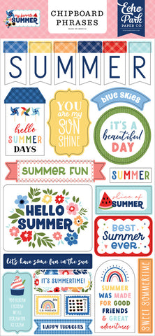 My Favorite Summer - Echo Park - Chipboard 6"x12" -  Phrases