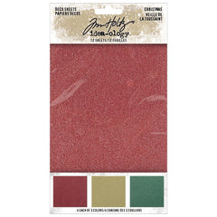 Tim Holtz - Idea-Ology - Adhesive Deco Sheets 4"X6" 12/Pkg - Christmas (2835)