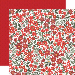 Happy Christmas - Carta Bella - Double-Sided Cardstock 12"X12" - Christmas Floral