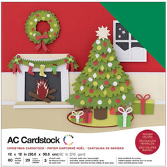 American Crafts - Cardstock Pack 12"X12" 60/Pkg - Christmas