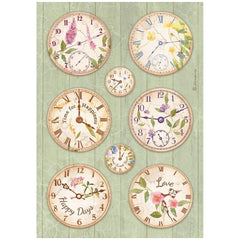 Welcome Home - Stamperia - Rice Paper Sheet A4 - Clocks (6204)
