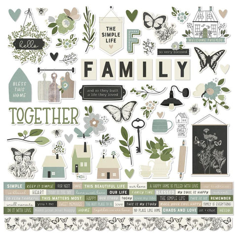 The Simple Life - Simple Stories - Cardstock Stickers 12"X12" - Combo
