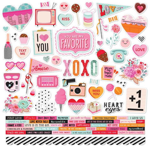 Heart Eyes - Simple Stories - Cardstock Stickers 12"X12" - Combo