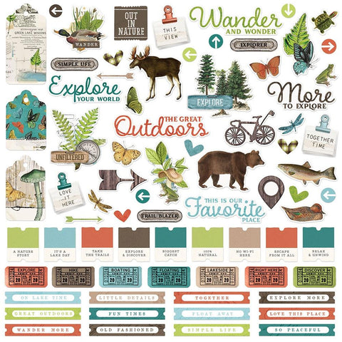 Simple Vintage Lakeside - Simple Stories - Cardstock Stickers 12"X12" - Combo
