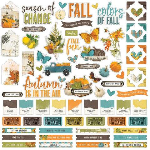 Simple Vintage Country Harvest - Simple Stories - Cardstock Stickers 12"X12" - Combo