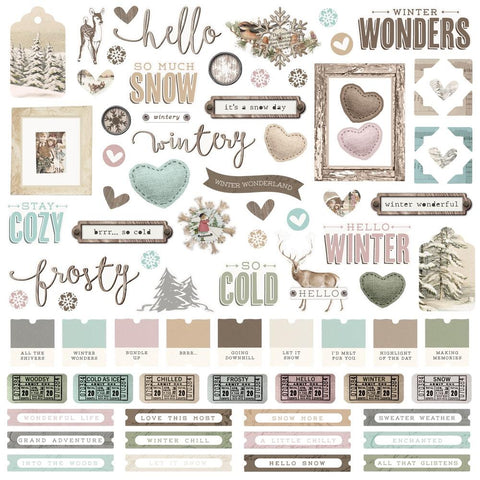 Simple Vintage Winter Woods - Simple Stories - Cardstock Stickers 12"X12" - Combo