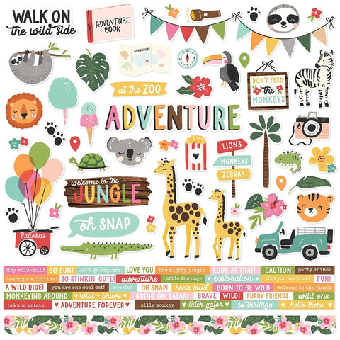 Into The Wild - Simple Stories - Cardstock Stickers 12"X12" - Combo