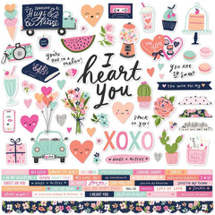 Happy Hearts - Simple Stories - Cardstock Stickers 12"X12" - Combo