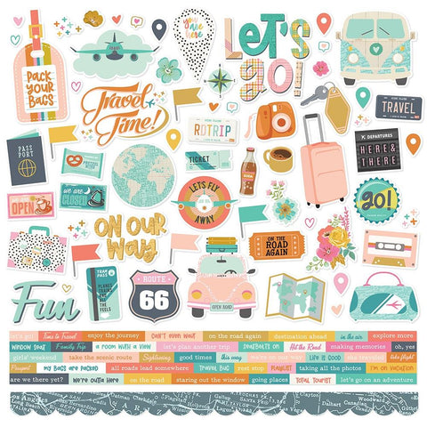 Let's Go! - Simple Stories - Cardstock Stickers 12"X12" - Combo
