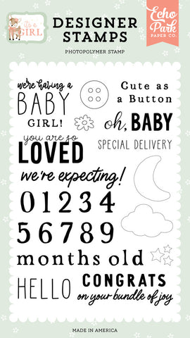 It's A Girl - Echo Park - Clear Stamp - Cute as a Button