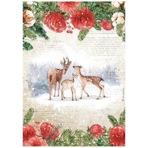 Romantic Home for the Holidays - Stamperia - A4 Rice Paper - Deers (2800)