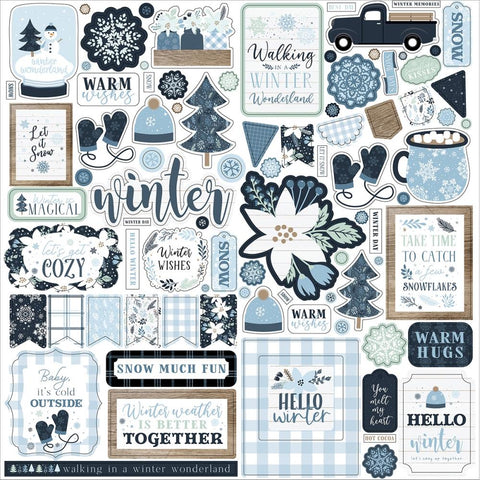 Winter - Echo Park - Cardstock Stickers 12"X12" - Elements
