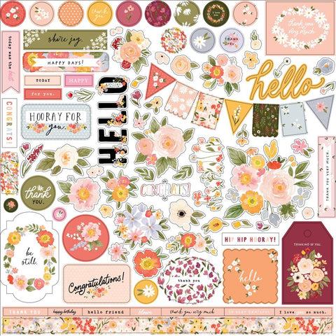 Flora No. 5 - Carta Bella - Cardstock Stickers 12"X12" - Elements