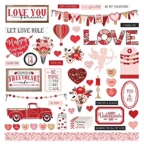 Cupid's Sweetheart Cafe - PhotoPlay - Cardstock Stickers 12"X12" - Elements