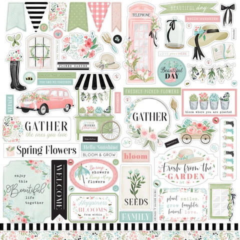 Flower Garden - Carta Bella - Cardstock Stickers 12"X12" - Elements
