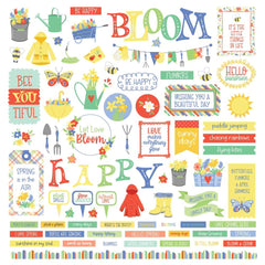 Showers & Flowers - PhotoPlay - Cardstock Stickers 12"X12" - Elements