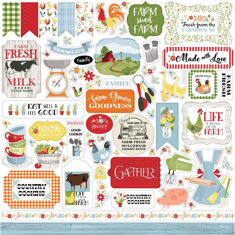 Farmhouse Living - Carta Bella - Cardstock Stickers 12"X12" - Elements