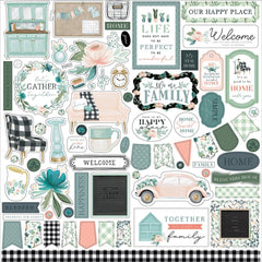 Gather At Home - Carta Bella - Cardstock Stickers 12"X12" - Elements