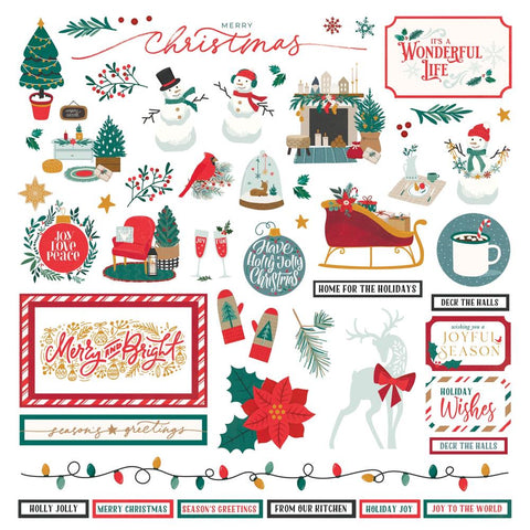 It's A Wonderful Christmas - PhotoPlay - Cardstock Stickers 12"X12" - Elements