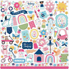 Play All Day (GIRL) - Echo Park - Cardstock Stickers 12"X12" - Elements