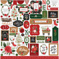 Happy Christmas - Carta Bella - Cardstock Stickers 12"X12" - Elements