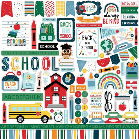 First Day Of School - Echo Park - Cardstock Stickers 12"X12" - Elements