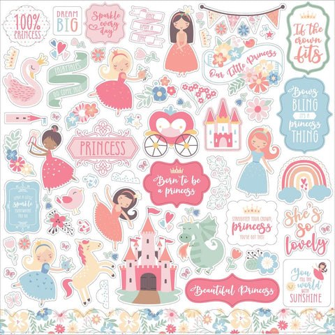 Our Little Princess - Echo Park - Cardstock Stickers 12"X12" - Elements