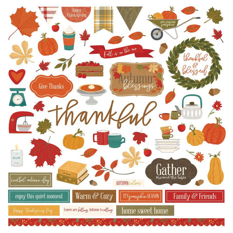 Thankful - PhotoPlay - Cardstock Stickers 12"X12" - Elements