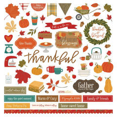 Thankful - PhotoPlay - Cardstock Stickers 12"X12" - Elements