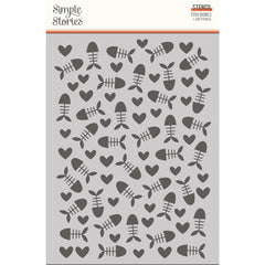Pet Shoppe (CAT) - Simple Stories - Stencil 6"X8" -  Fish Bones