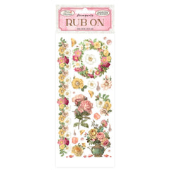 Rose Parfum - Stamperia  - Rub-On 4"X8.5" - Flowers & Garland (5603)
