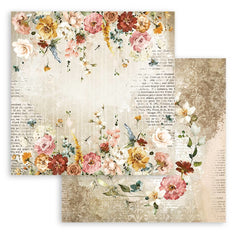 Garden of Promises (Romantic) - Stamperia - 12"X12" Double-sided Patterened Paper - Flowers & Newspaper (870)