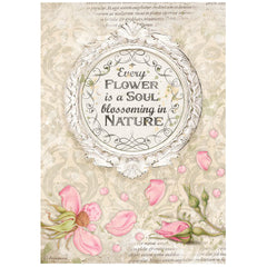 Romantic Garden House - Stamperia - A4 Rice Paper - Frame With Quote (4670)
